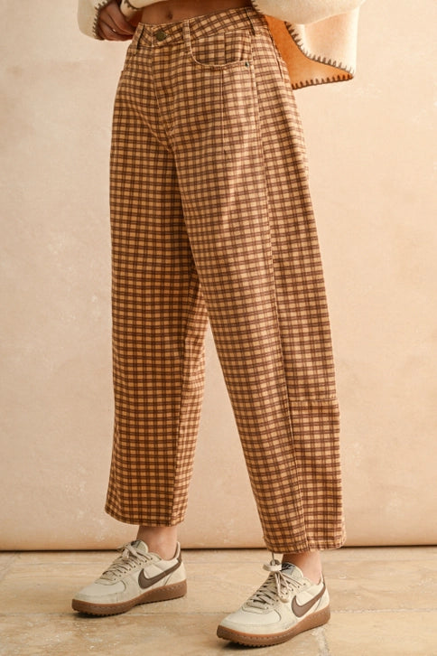 MINI CHECKER BARREL PANTS