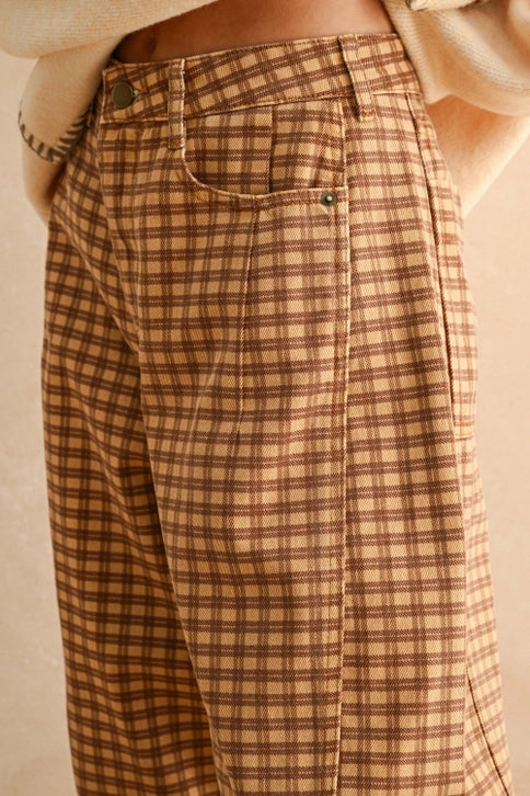 MINI CHECKER BARREL PANTS