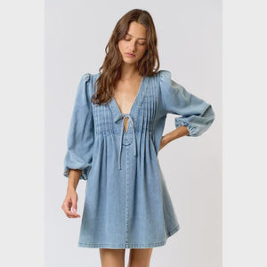 LS DENIM MINI DRESS