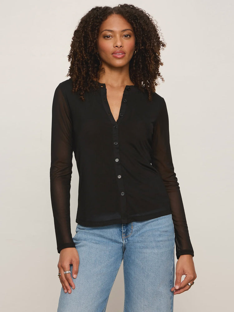 MESH LONG SLEEVE CARDI BLACK – Zertz