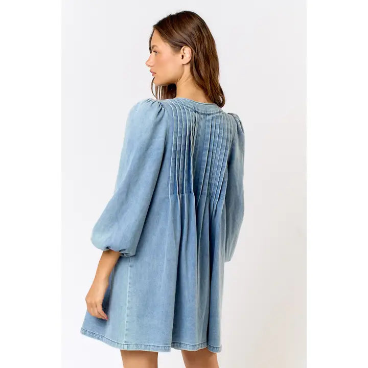 LS DENIM MINI DRESS