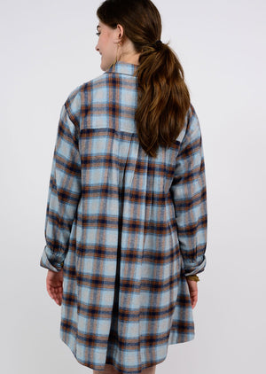 TUCKED AND PLAID SHIRT DRESS