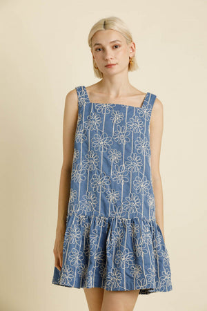 SQUARE NECK MINI SHIFT DRESS