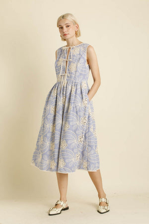 EMBROIDERED STRIPED MIDI DRESS AD2074