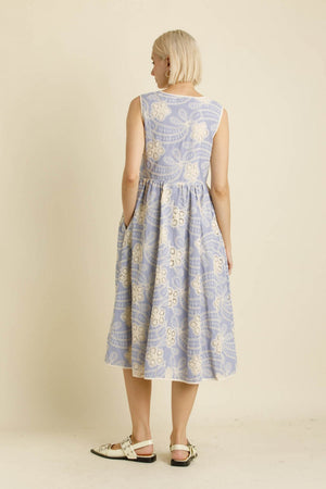 EMBROIDERED STRIPED MIDI DRESS AD2074