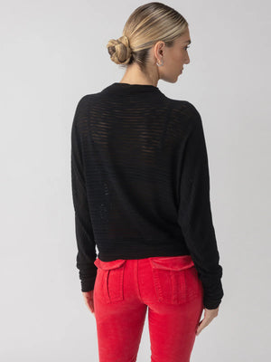 SHEER STRIPE FUNNEL NECK TOP