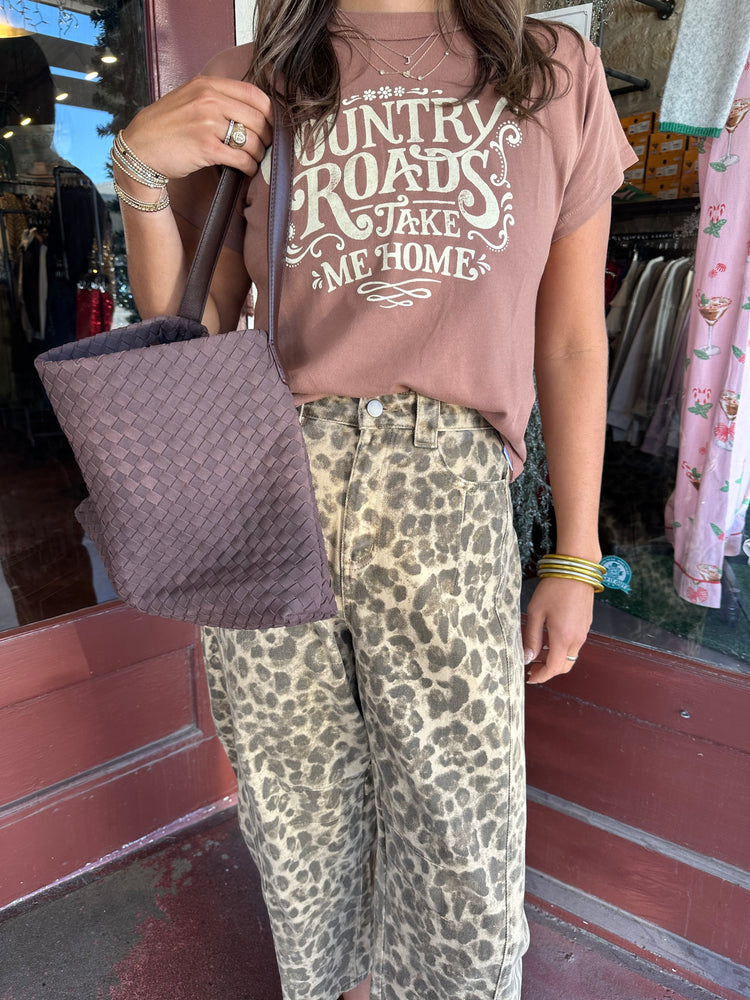 LEOPARD PRINTED BARREL PANTS