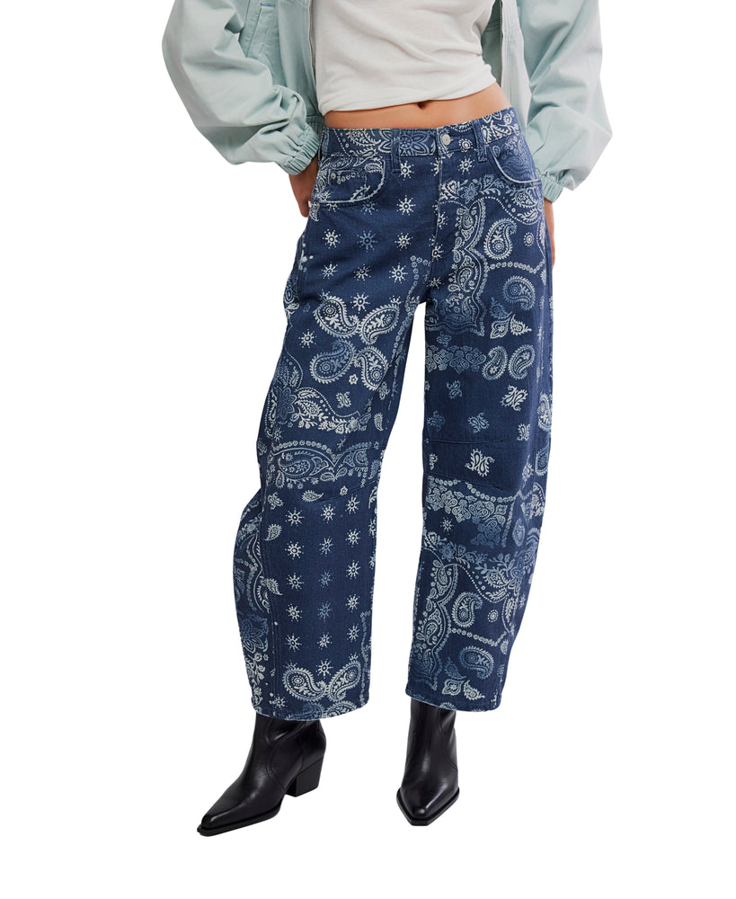 GOOD LUCK PRINTED BARREL-NAVY BANDANA