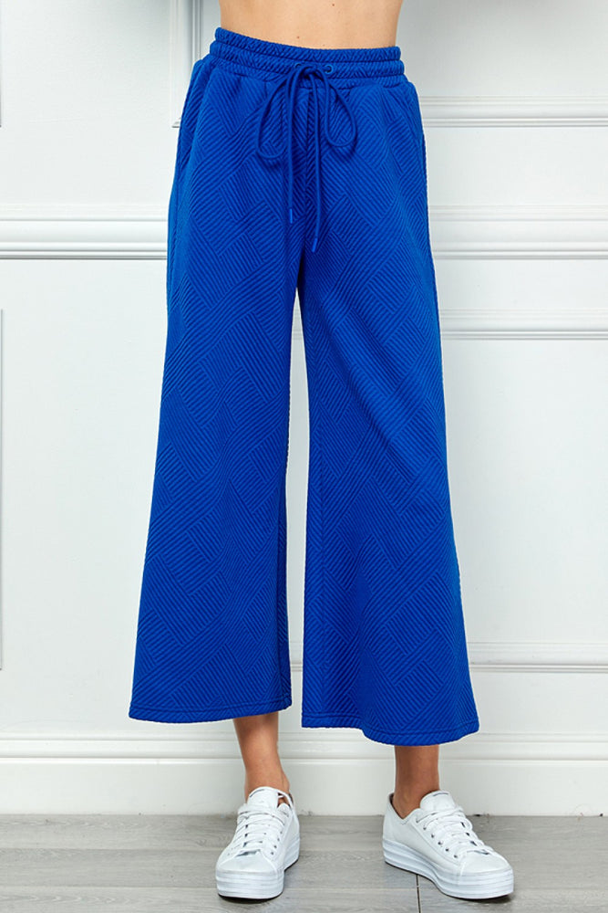 SEE AND BE SEEN TEXTURED CROPPED WIDE LEG  PANTS 
