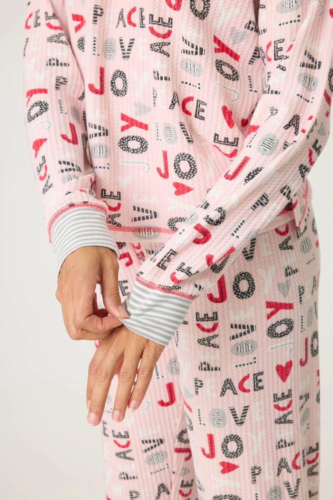 PEACE & JOY WAFFLE THERMAL JAMMIE SET