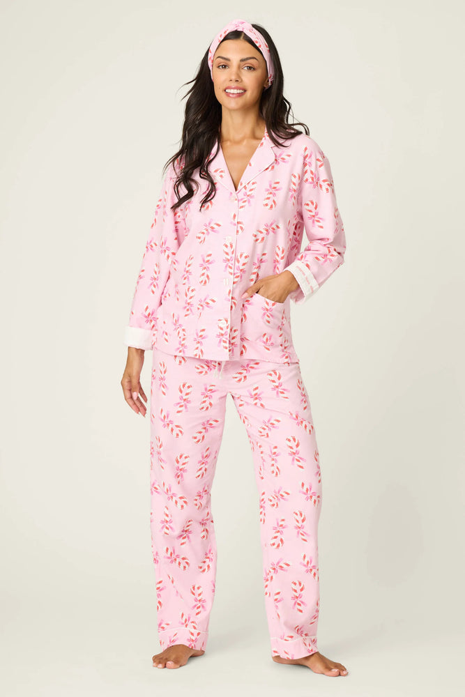 CANDY CANE PRINT FLANNEL PJ SET