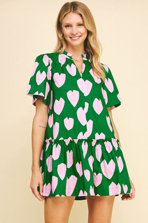 HEART PRINT MINI DRESS