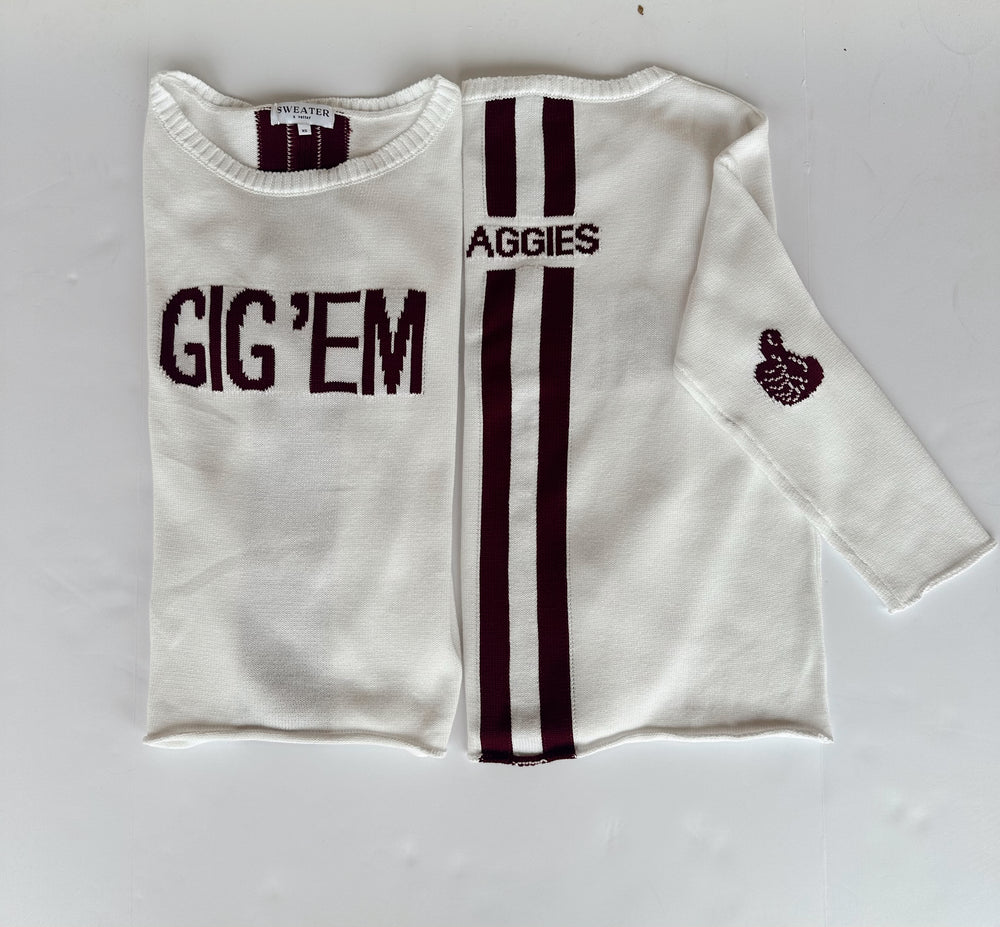 THUMB UP GIG 'EM COLLEGE GAME DAY SWEATERS