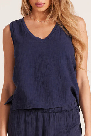 RIB MIX V NECK TANK