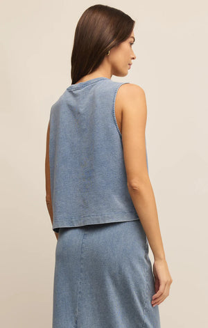SLOANE JERSEY DENIM MUSCLE TANK
