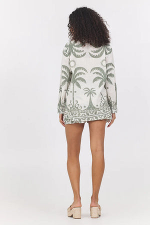 TULUM BORDER PRINT BUTTON UP TOP