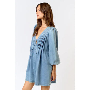 LS DENIM MINI DRESS