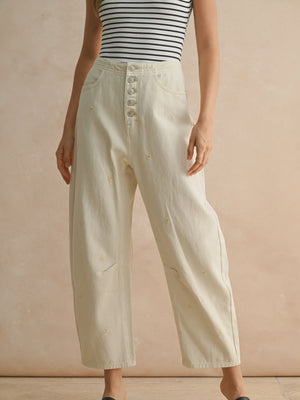 FLOWER EMB PANTS