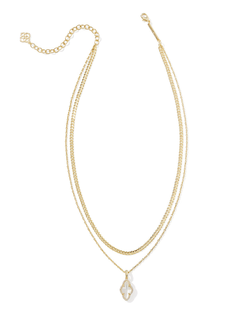 ABBIE PAVE FRAME MULTI STRAND NECKLACE