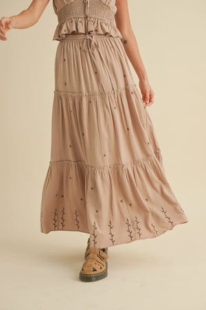 EMDROIDERED TIERED SKIRT