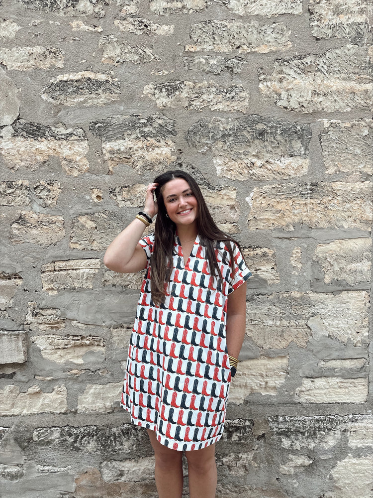 RED/BLACK BOOT NANCY DRESS