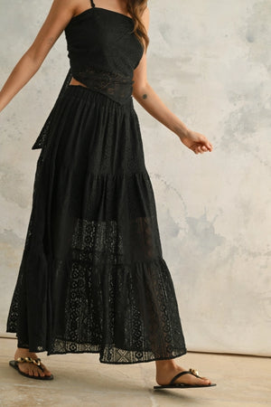 CROCHET LACE TIERED SKIRT