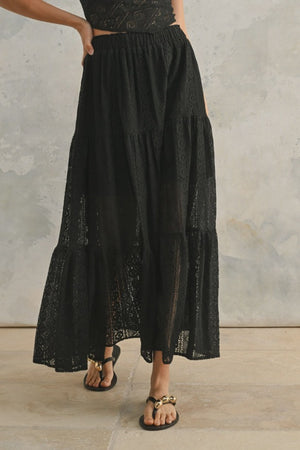 CROCHET LACE TIERED SKIRT