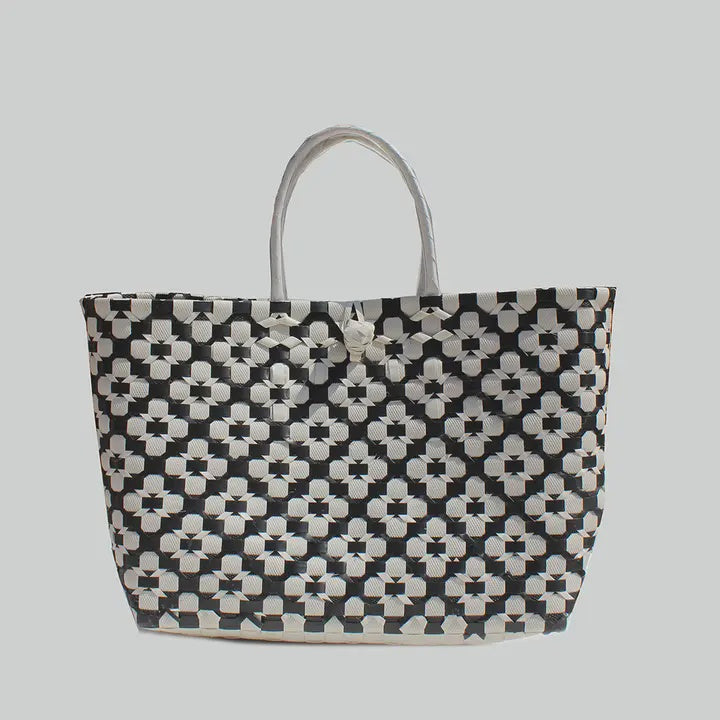 SWAN STRAW TOTE BLACK