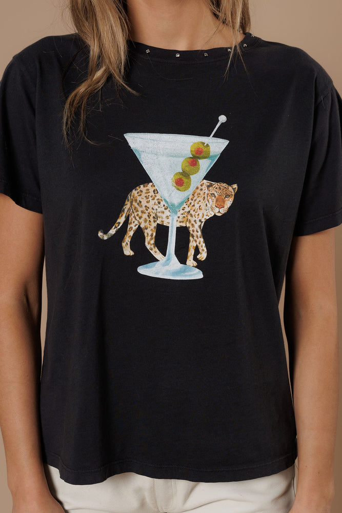 LEOPARD MARTINI WIDE BOY TEE