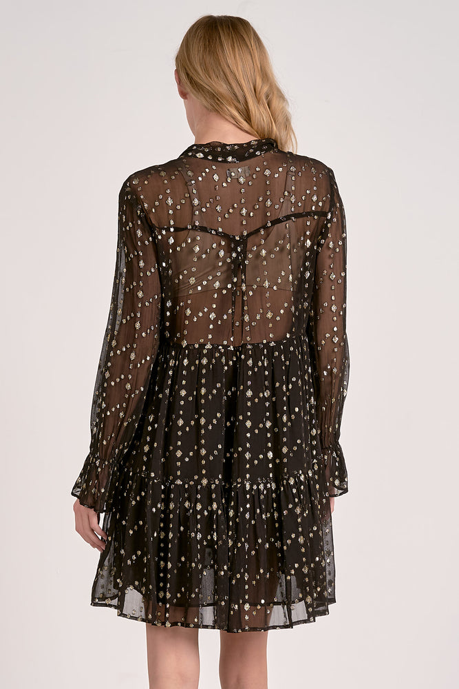 TIERED V NECK DRESS