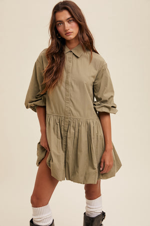 BUTTON DOWN COLLARED DRESS LD1443