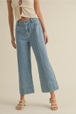 WIDE HEM DENIM PANTS