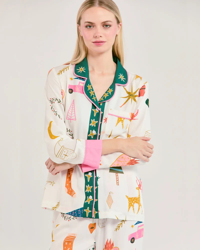 MOD HOLIDAY LOG SLEEVE PAJAMA PANTS SET